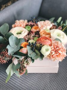 Flower Arrangement Guide: A vibrant and colorful display with roses, lilies, and greenery in a vase